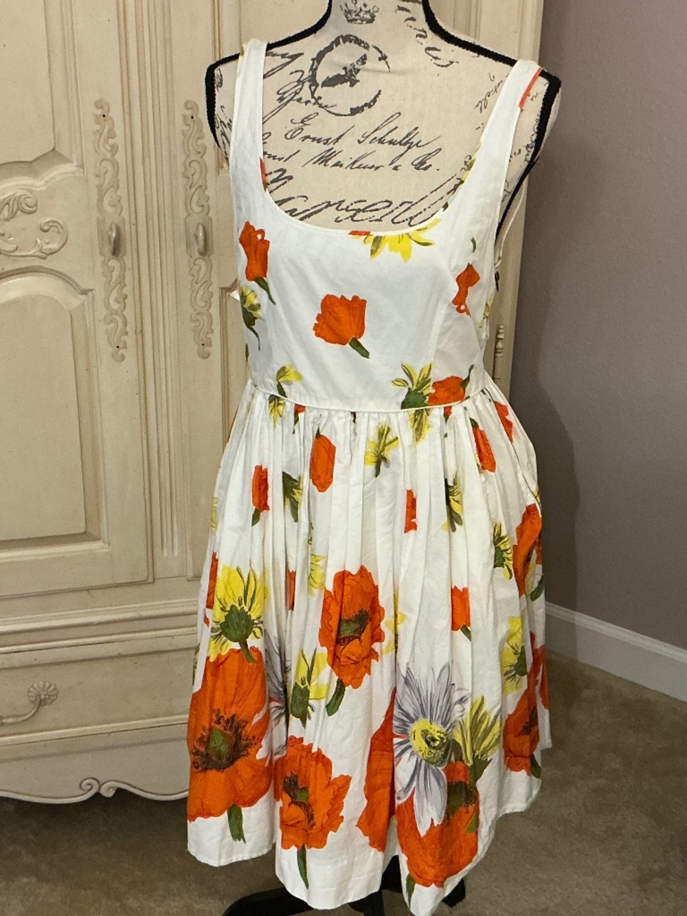 Moulinette Soeurs Floral Cotton Dress Size 8 Fully Lined — Flaw